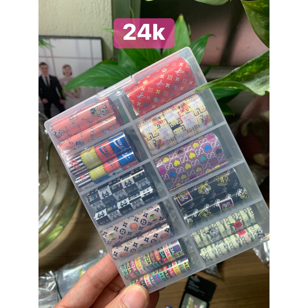 Foi thương hiệu,foi báo,foi hoa, foi dán móng khay 10 ô