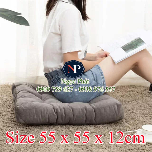 Nệm Ngồi Bệt Tatami Kiểu Nhật KAGAMI 55x55x12cm To Dày Êm Ái - Dùng Làm Gối Tựa Lưng Sofa, Ghế Gỗ, Văn Phòng