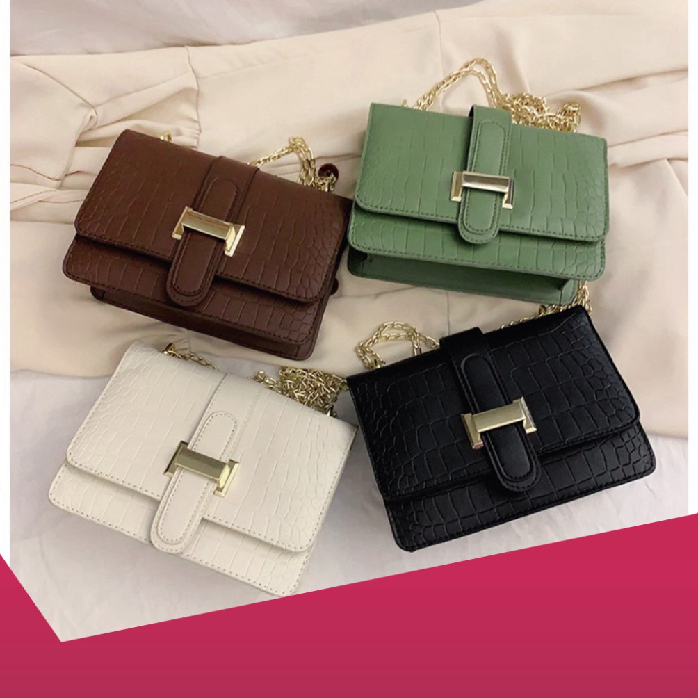 {Hot Trend} Túi xách nữ đeo chéo vân da cá sấu khóa chữ H trẻ trung thanh lịch TX26 túi đeo vai