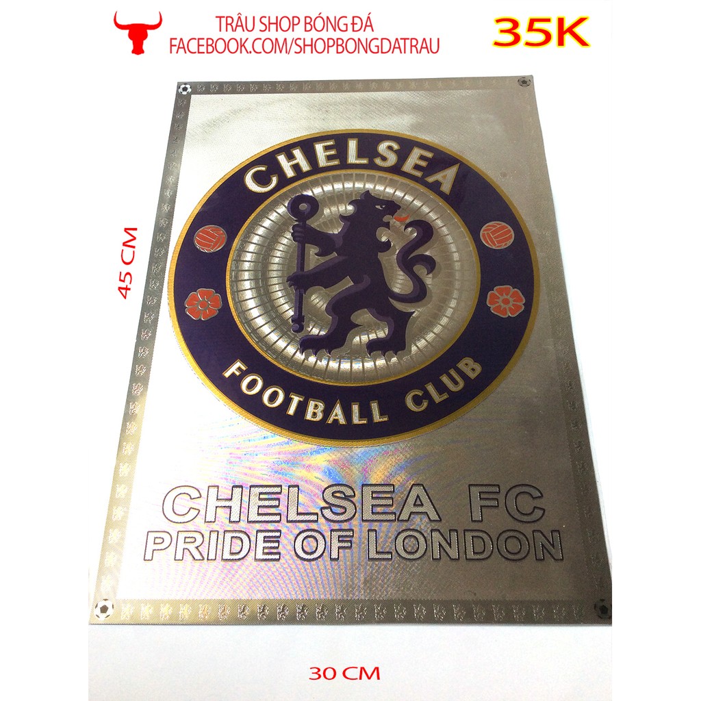 Tấm dán lưu niệm 30*45cm - các câu lạc bộ bóng đá Manchester, Arsenal, Chelsea, Barca, Real, Liverpool - Trâu