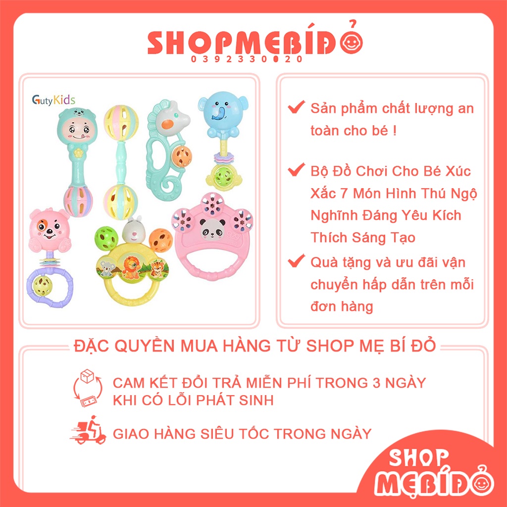 Bộ Đồ Chơi Cho Bé Xúc Xắc 7 Món Hình Thú Ngộ Nghĩnh Đáng Yêu Kích Thích Sáng Tạo Shop Mẹ Bí Đỏ PK27