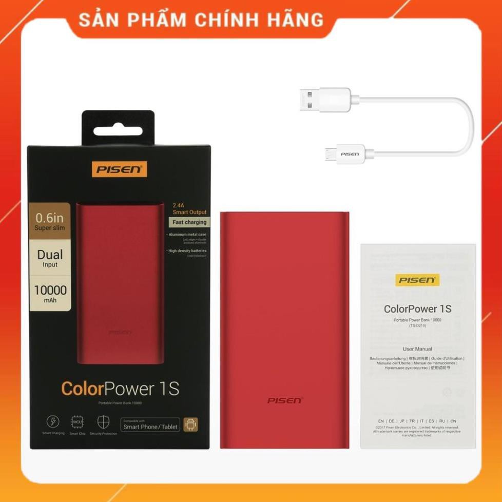 Sạc dự phòng Pisen color power 1s 10000mah - Hàng chính hãng