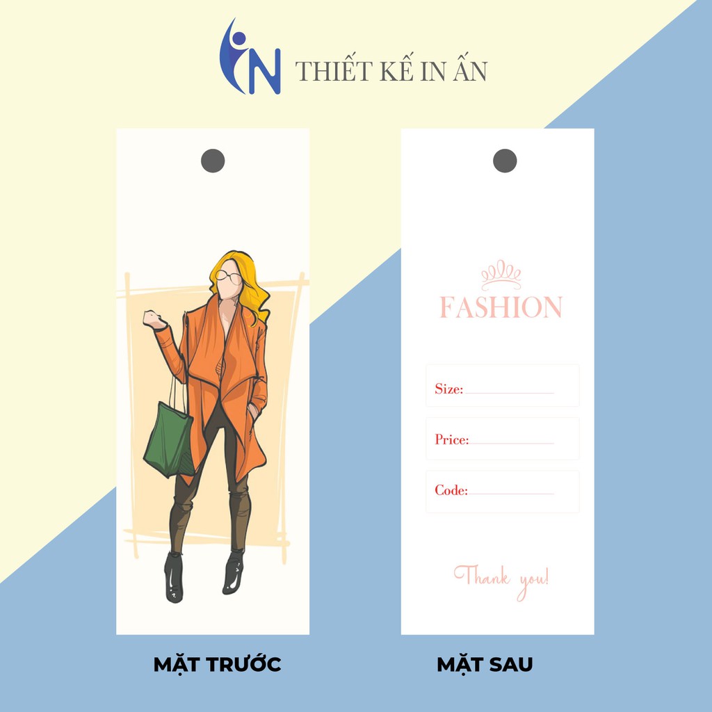 NHÃN MÁC TAG QUẦN ÁO - giúp nâng cao thương hiệu quần áo - Giấy bìa cứng cán màng sang trọng 100 cái