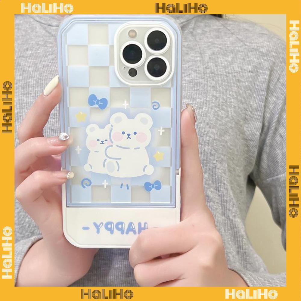 iPhone Case Acrylic Invisible Folding Stand Silicone Soft Case Shockproof Camera Cover Rabbit Cute Cartoon Compatible For iPhone 11 Pro Max 13 Pro Max 12 Pro Max 7Plus xr XS Max