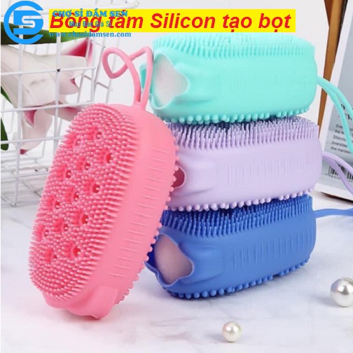 BÔNG TẮM SILICON TẠO BỌT MASSAGE HÌNH CHUỘT CUTE, BÔNG TẮM TẨY DA CHẾT 2 MẶT SILICONE