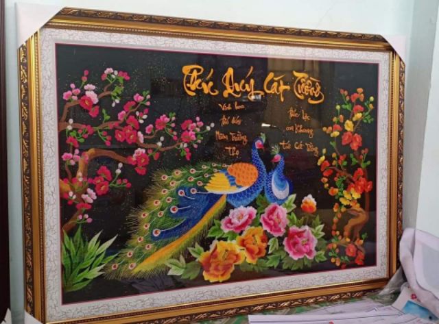Tranh thêu sẵn chưa khung (tranh thêu phú quý cát tường)