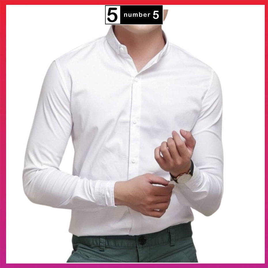Áo Sơ Mi Nam Dài Tay Vải Cotton Lụa Trơn Mát Dáng Hàn Không Nhăn Không Xù Thanh Lịch [ATS]