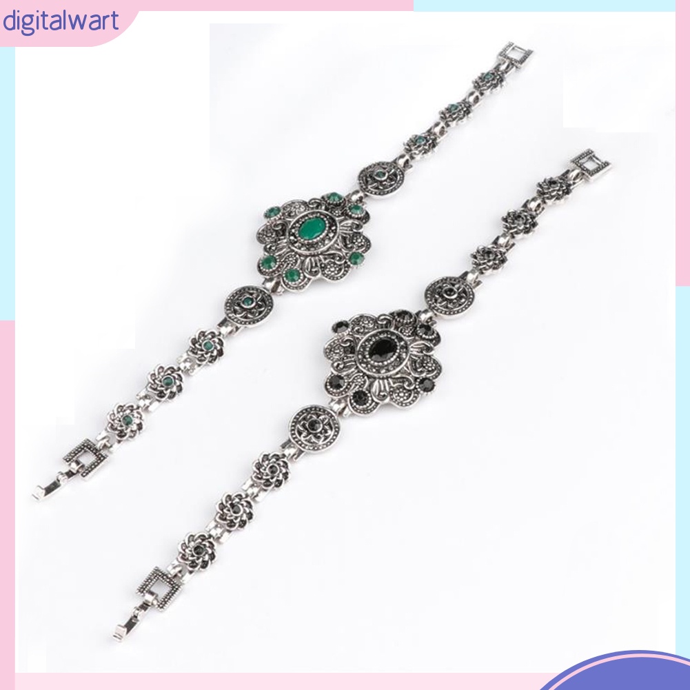 Vòng đeo tay thiết kế mặt bông hoa đính đá nhân tạo phong cách cổ điển thanh lịch thời trang dành cho nữ