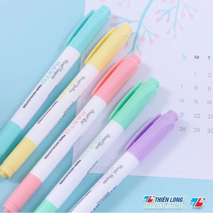 Bút dạ quang màu Pastel Thiên Long Pazto HL-016 - Bút dạ quang rửa được - Không để lại vết khi Photocopy 5 cây/hộp