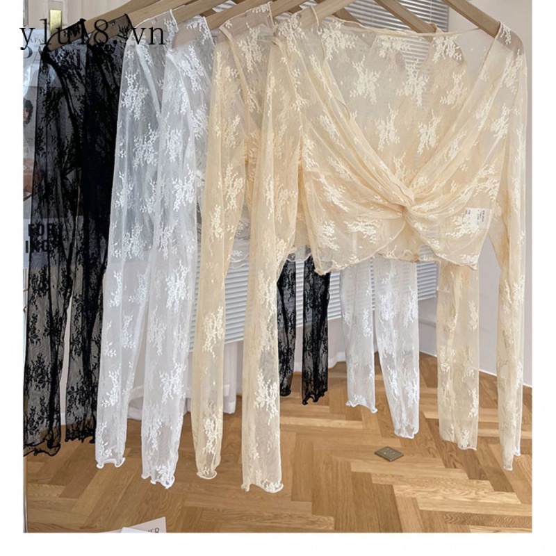 Áo Sơ Mi Lưới Mỏng Dáng Ngắn Thời Trang Mùa Hè Dành Cho Nữ