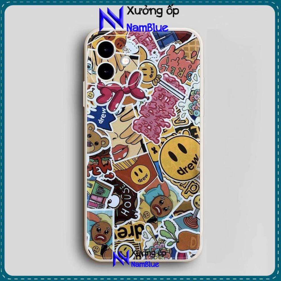 Ốp lưng iPhone Drew cạnh viền vuông silicon mềm dẻo cho iphone 6/6s/7/8/X/XS/XR/11/12/13 Pro Plus Max cute dễ thương đẹp