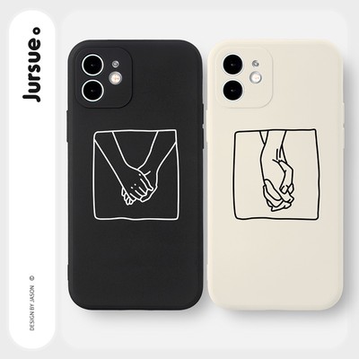 Ốp lưng JURSUE hình cặp đôi dễ thương đẹp đen cho iPhone 17 16 15 14 13 12 11 Pro Max SE 2020 X XR XS ip 8 7 Plus kute Y118