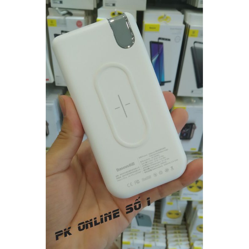 Pin sạc dự phòng kiêm sạc không dây 2 in 1 Baseus X siêu mỏng (10.000mAh, 2A, 5W Qi Wireless Charger, Type C Power)