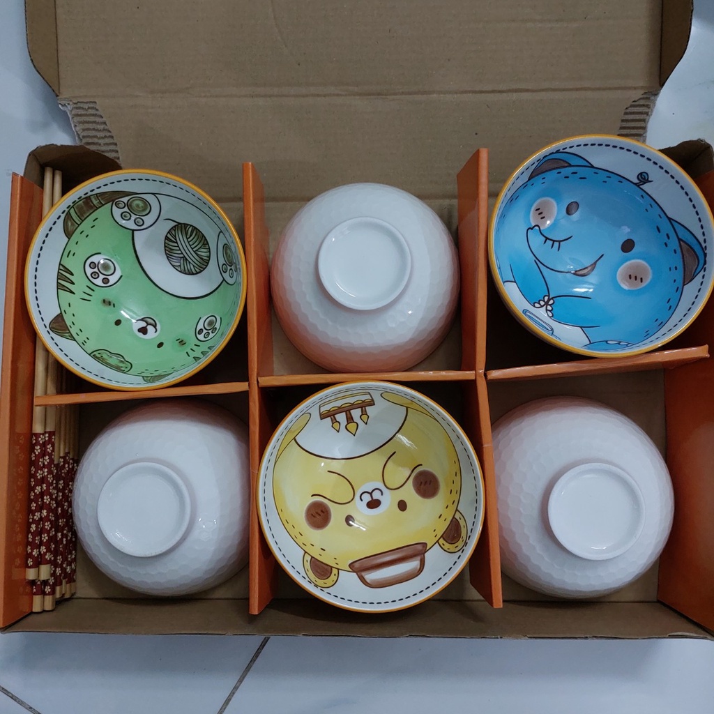 Bộ 6 chén  Nhật phong cách bohemian độc đáo tặng kèm đũa