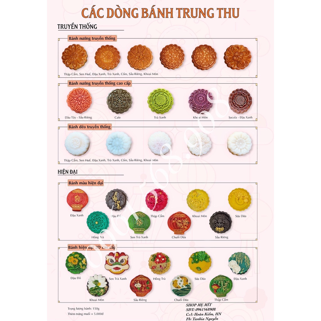 Bánh trung thu hiện đại 3D cao cấp 2021 (bánh nướng)_order