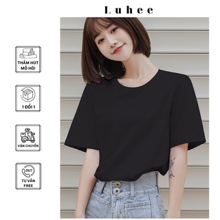 Áo phông trơn basic đen trắng-Áo thun nam nữ cổ tròn ngắn tay Hàn Quốc vải cotton cao cấp thấm hút mồ hôi co dãn 4 chiều