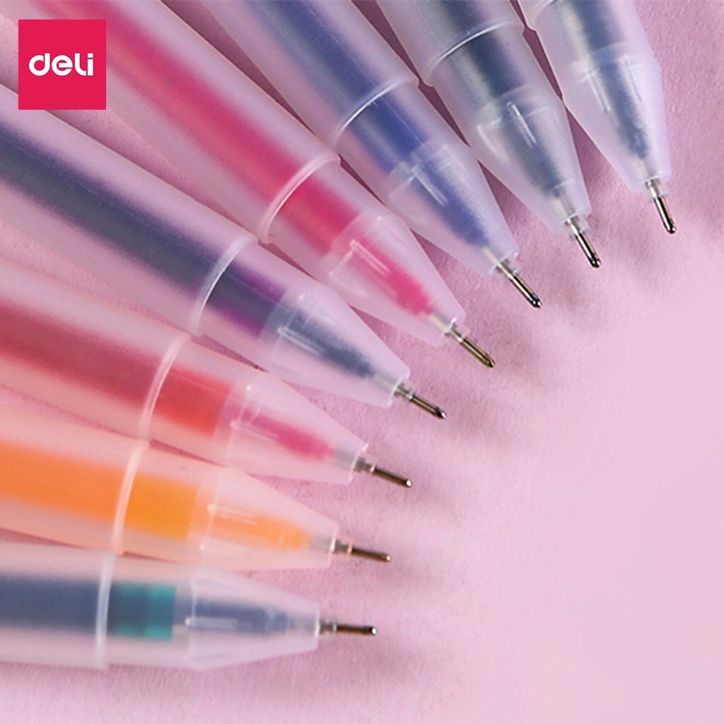 Bút mực gel nhiều màu Deli cute ngòi 0.5mm cao cấp - Bút gel nhiều màu trang trí sổ dễ thương - MIYABI STORE
