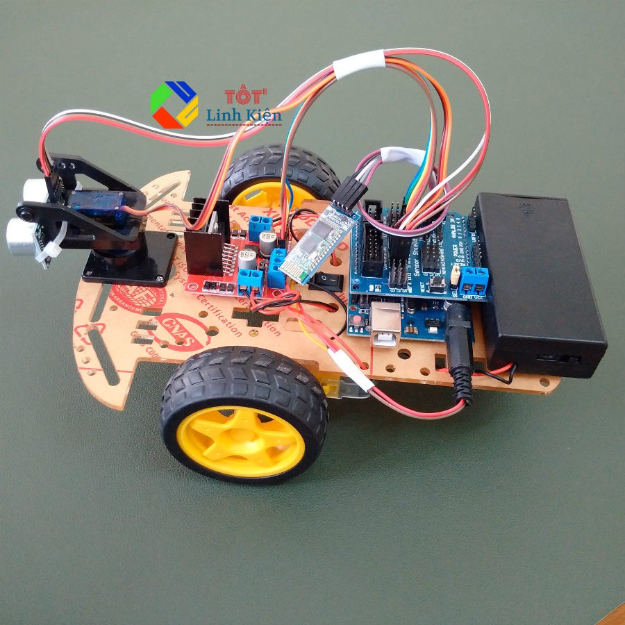 (Kèm CODE) Bộ xe Car Robot 3 bánh điều khiển Bluetooth, hồng ngoại, tránh vật cản DIY Carkit 4- Arduino