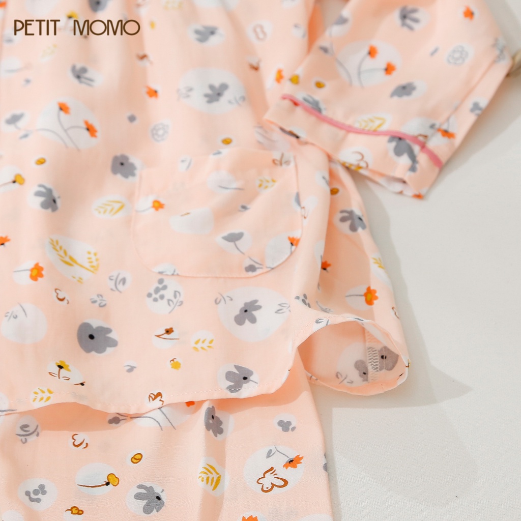 Bộ Đồ Ngủ Dài Tay Pijama Cho Bé Gái PETIT MOMO Chất Vải Lanh Mềm Mại Nhiều Họa Tiết H173