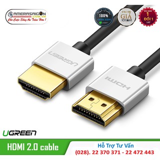 Cáp hdmi 2.0 siêu mỏng dài 0,5m hỗ trợ 4k, 3d chính hãng ugreen 30475 cao cấp