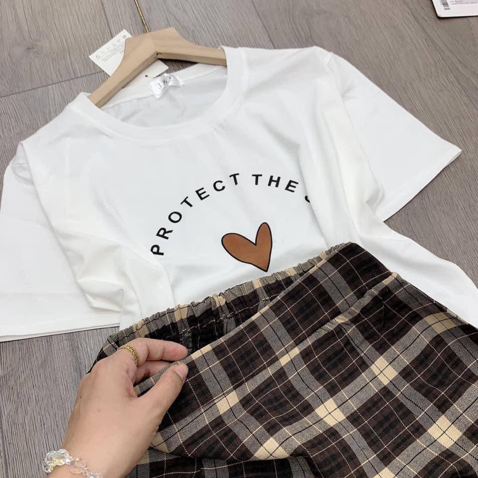 [Mã 11FASHIONSALE1 giảm 10K đơn 50K] Set Chân Váy Kẻ Caro Kèm Áo Cautio PEONYB Nữ TRÁI TIM CAMA STORE V01 | BigBuy360 - bigbuy360.vn