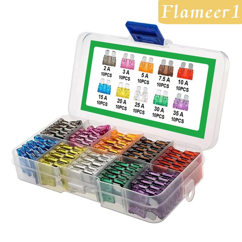 Set 100 Cầu Chì Lưỡi Chuẩn 2,3,5,7.5,10,15,20,25,30 35 AMP Cho Xe Hơi