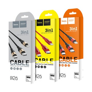 Cáp sạc cao cấp HOCO X26 3 cổng Lightning, Micro và Type-C<PKSS>