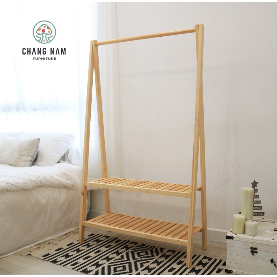 GIÁ TREO QUẦN ÁO CHỮ A HÀN QUỐC 2 TẦNG LẮP RÁP - NGANG 86CM - MÀU GỖ TỰ NHIÊN | BigBuy360 - bigbuy360.vn