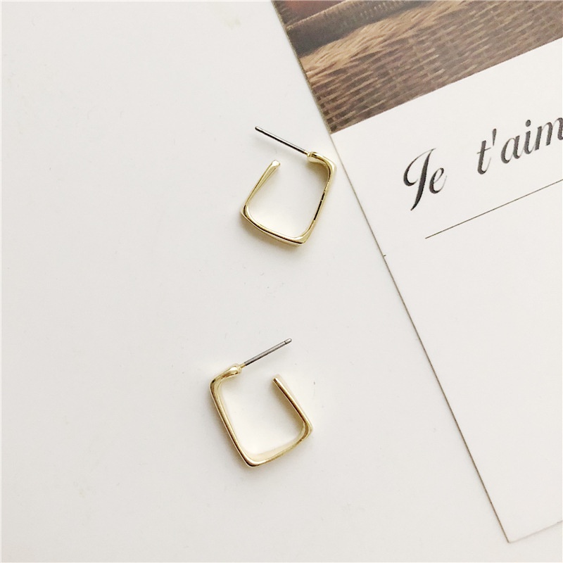[JUNG/Jung Accessories] Bông tai/Hoa tai hợp kim hình vuông nhỏ phong cách Hàn Quốc