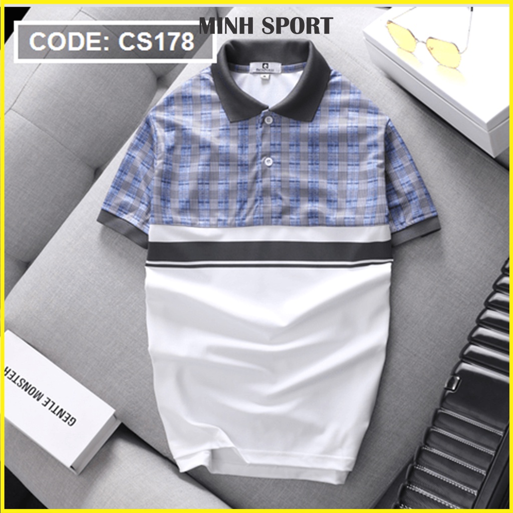 Áo Thun Polo Nam Ngắn Tay Cổ Bẻ Phối Sọc Ngang, Chất Vải Thun Cá Sấu Poly Thái Co Giãn, Thấm Hút Mồ Hôi mã AO.41