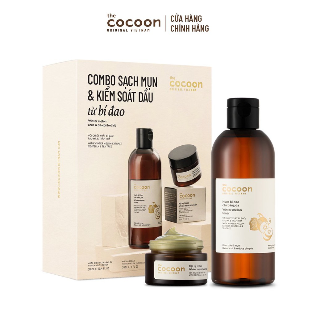 SPECIAL COMBO Sạch Mụn Và Kiểm Soát Dầu Từ Bí Đao Cocoon: Nước bí đao cân bằng da 310ml + Mặt nạ bí đao 30ml | BigBuy360 - bigbuy360.vn