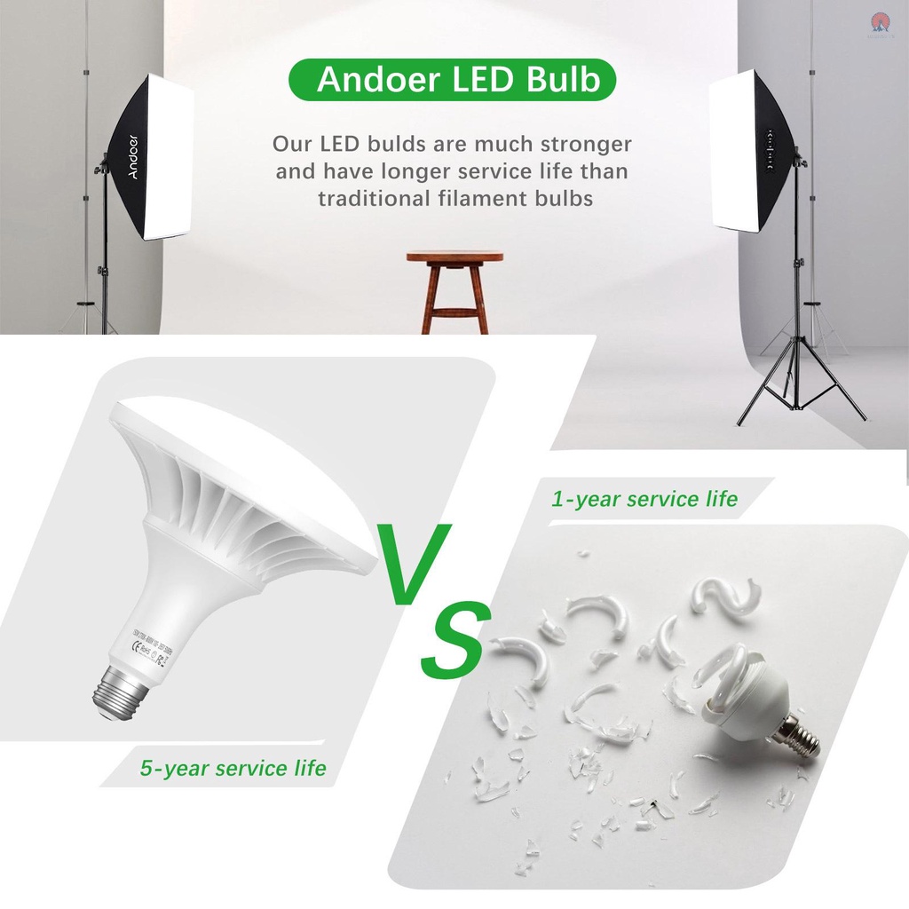 ANDOER Bóng Đèn LED E27 Công Suất 150W 2700K-6500K Tiết Kiệm Năng Lượng Kèm Điều Khiển Cho Chụp Ảnh Studio