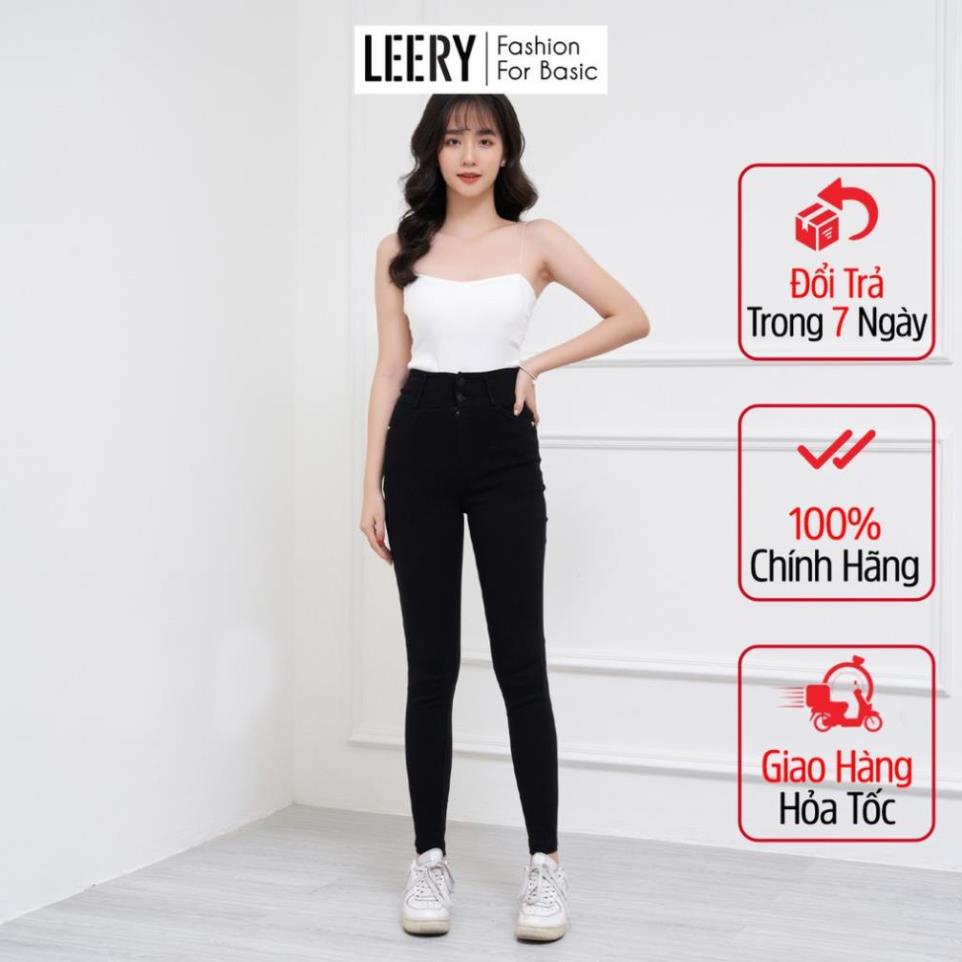 Quần jean nữ LEERY lưng cao, quần tregging chất jean mềm cao cấp dáng skinny nâng mông JEA-01 ! ~