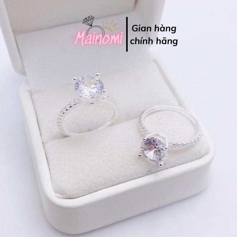 Nhẫn đá cao bạc ta cho nữ đá chủ 8ly sang xịn lấp lánh Mainomi Shop Bạc Xinh