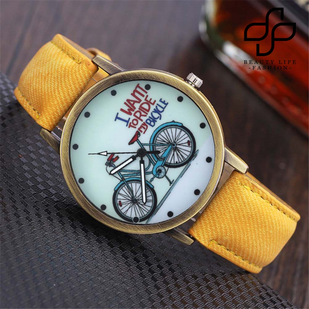 BEA™ Unisex Retro Bicycle Canvas Band No Round Dial Quartz Wrist Watch