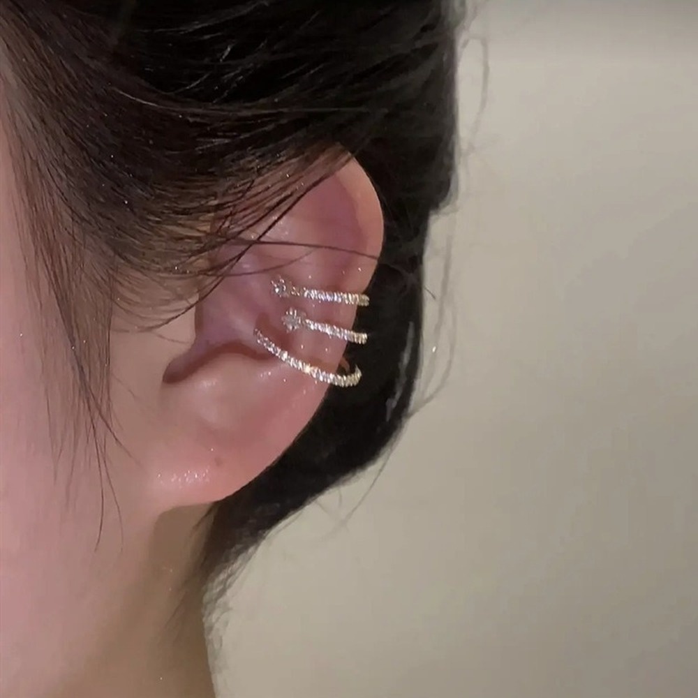 1 Khuyên Kẹp Vành Tai Nhiều Lớp Đính Đá Zircon Ngôi Sao Tinh Xảo Thời Trang Hàn Quốc Cho Nữ