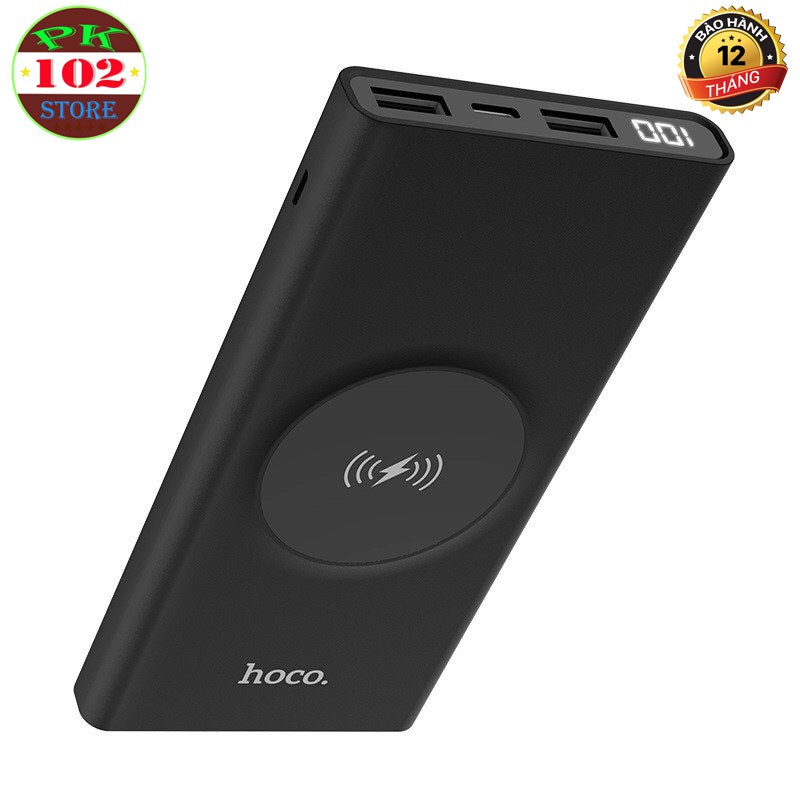 Sạc Dự Phòng Hoco J37 Kiêm Sạc Không Dây- 2 Cổng USB Hỗ Trợ Sạc Nhanh10000MAH Chuẩn QI - BH 12 Tháng Chính Hãng