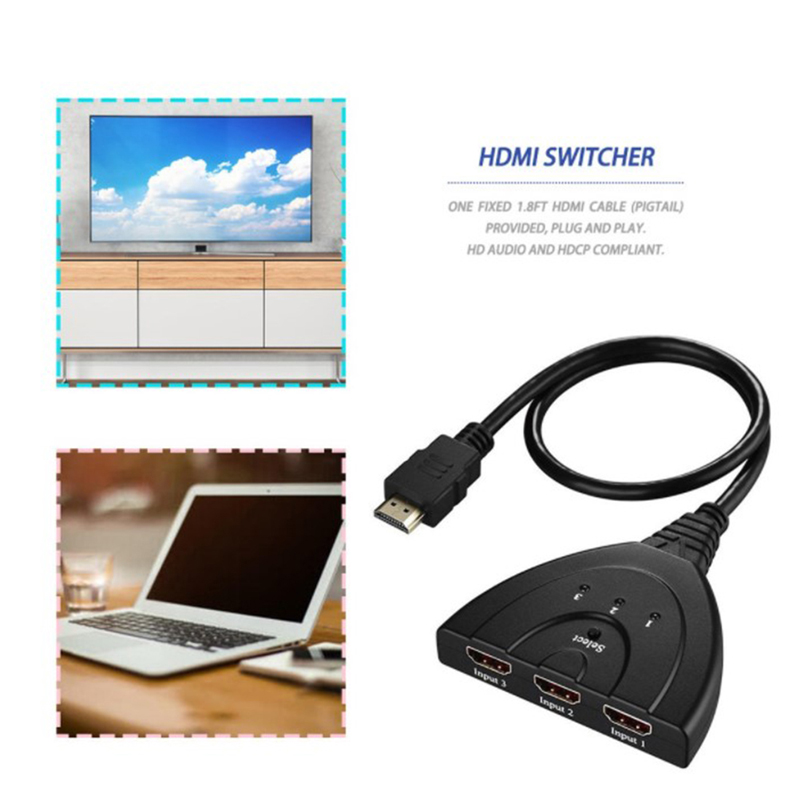 FAVN Bless Useful 3 HDMI Ports in and 1 HDMI Out Full HD 1080P HDMI Switch 3D Image Display Glory
