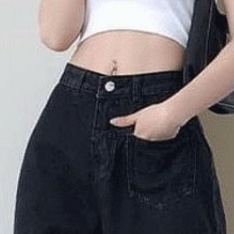 Quần jean ống rộng - Quần bò nữ dáng suông lưng cao 1 túi trước cá tính phong cách Hàn Quốc | BigBuy360 - bigbuy360.vn