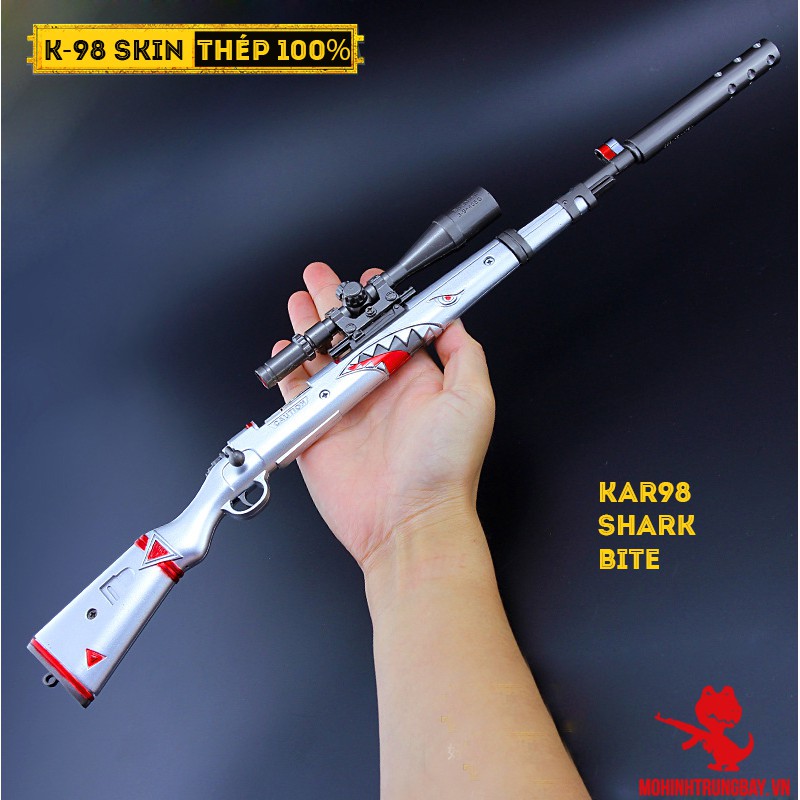 Mô HÌnh PUBG Kar98 Skin Shark Bite Max Size Cao Cấp Tặng Kèm Kệ Trưng Bày 19cm