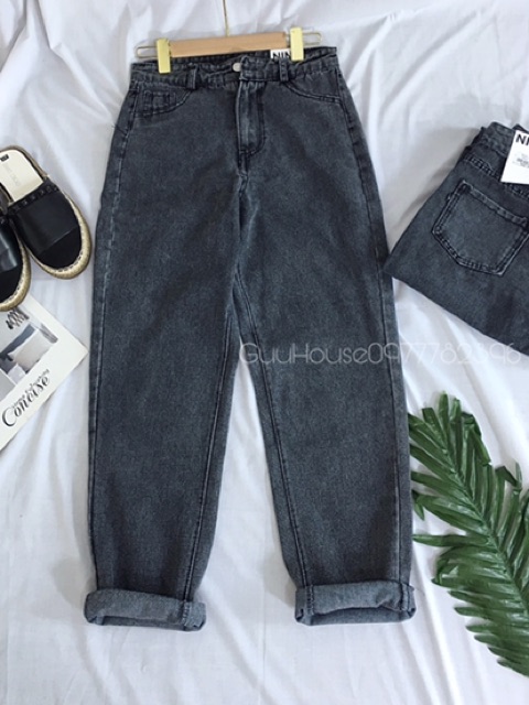 [ Mã FAMAYWA giảm 10K đơn 50K] Quần baggy jean trơn xám khói cạp cao hàng fullsize dáng dài chất đẹp | WebRaoVat - webraovat.net.vn