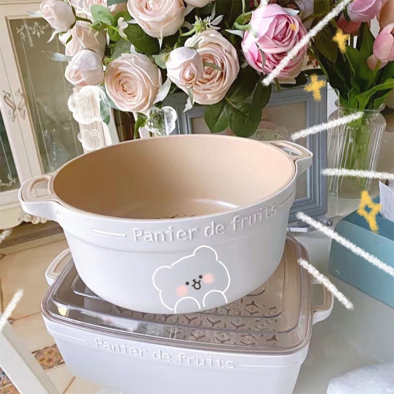 Rổ Nhựa Hai Lớp Ráo Nước Có Nắp Đậy Dùng Đựng Trái Cây/Rau Củ Trong Tủ Lạnh