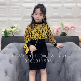 Set 2 món áo bom + váy body tây cho bé gái