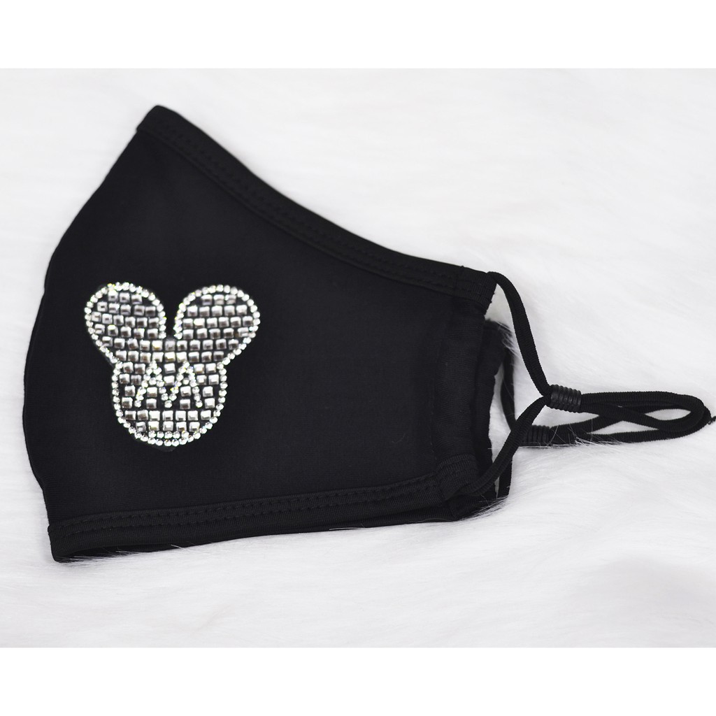 Khẩu trang cotton 2 lớp đính đá, dây rút | BigBuy360 - bigbuy360.vn