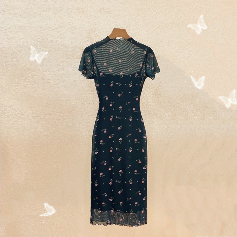 Đầm Hoa Nhí Dáng Dài Ôm Body Tôn Dáng