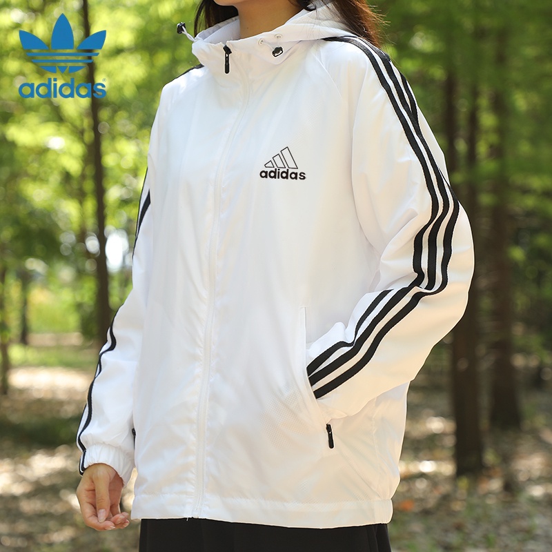 Áo Khoác Gió Adidas Màu Trơn Phối Khóa Kéo Thời Trang Cho Cặp Đôi