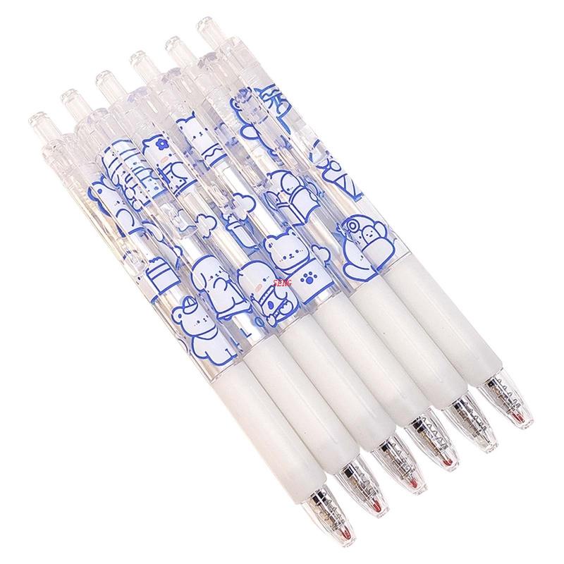 Set 6 Bút Mực Gel Mực Đen / Trong Suốt Dùng Viết Ghi Chú Tại Nhà