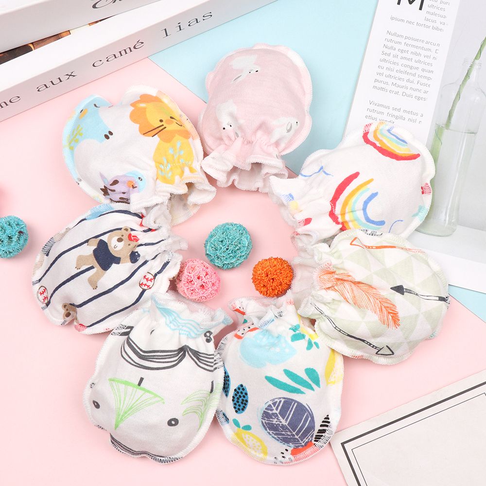 Set 1/5/10 đôi găng tay cotton mềm mại giữ ấm bảo vệ toàn diện chống trầy xước cho bé sơ sinh