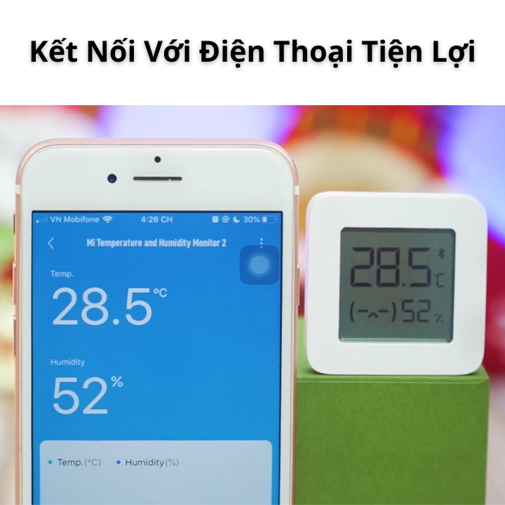 nhiệt ẩm kế xiaomi , nhiệt kế điện tử thông minh , cảm biến , kết nối bluetooth , đo độ ẩm phòng ngủ , tomeno