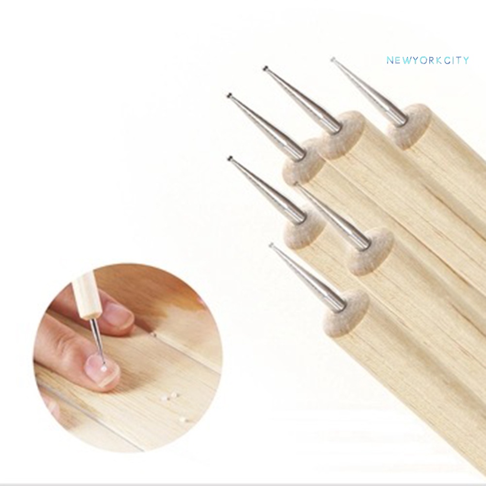 Set 5 Bút Vẽ Trang Trí Móng Tay 2 Đầu Bằng Gỗ Chuyên Nghiệp